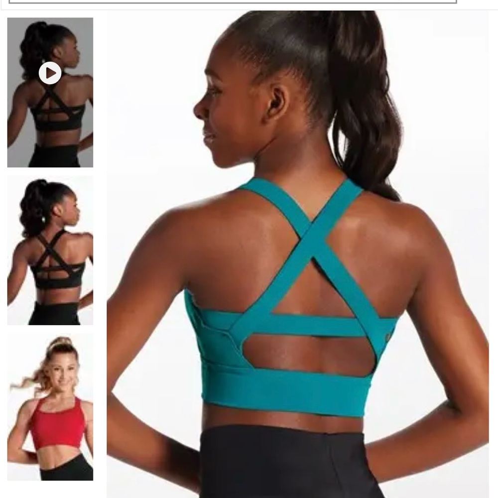 Balera criss cross back teal top size IC child EUC